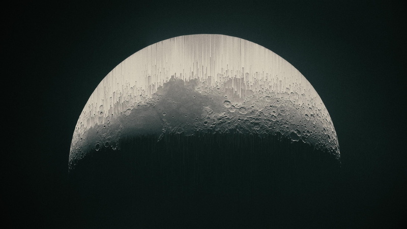 Moon, space and astronomy, nature, night, space, astronomy, 2K, sky, water, single object, no people, science, half moon, studio shot, close-up, black background