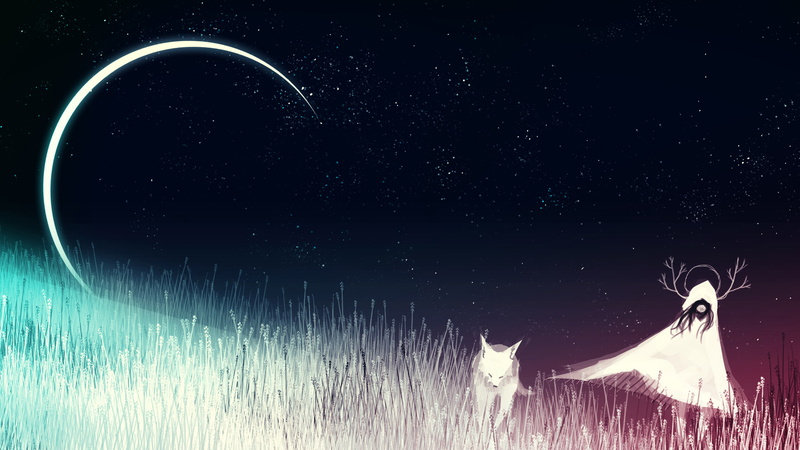 digital composite, star field, CGI, space, star - space, plant, Half moon, field, motion, night, star, 2K, no people, Dream, Girl, nature, sky, illuminated
