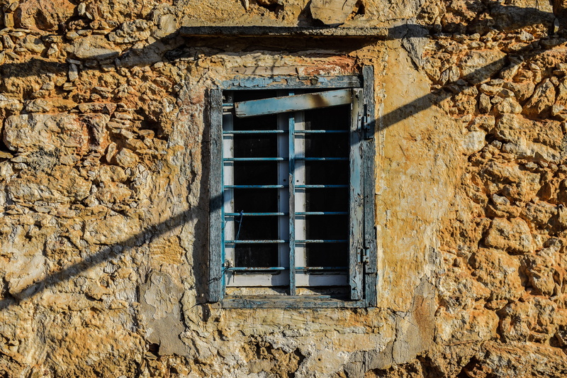 Wall, weathered, low angle view, decay, stone wall, residential district, house, old house, architecture, wall - building feature, village, Old, blue, Wooden