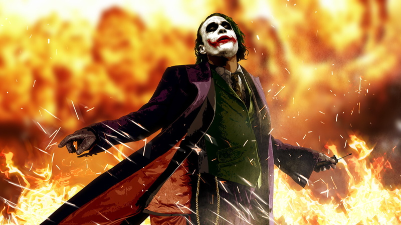 Heath Ledger, 1080P, Joker, The Dark Knight, Flame