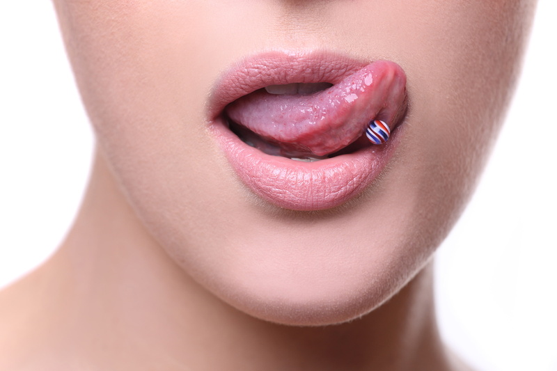 piercing, woman, tongue, lips, 4K