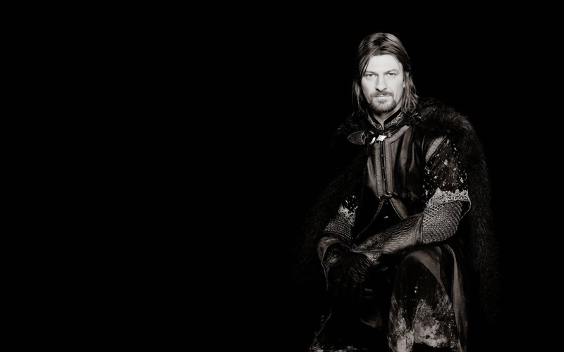 Sean Bean, character, real people, hairstyle, waist up, clothing, black background, thrones, standing, lifestyles, adult, leisure activity, looking at camera