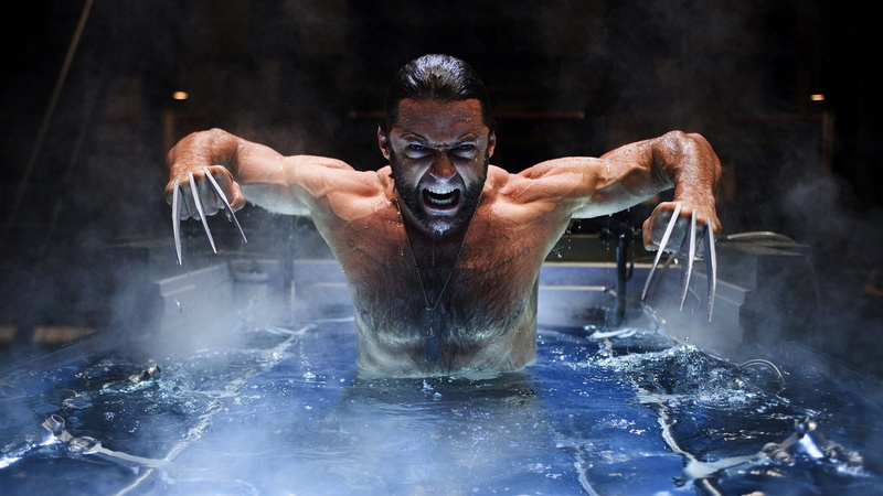 front view, adult, x men origins wolverine, human arm, waist up, emotion, men, sportsman, one person, aggression, 1080P, water, young adult, portrait