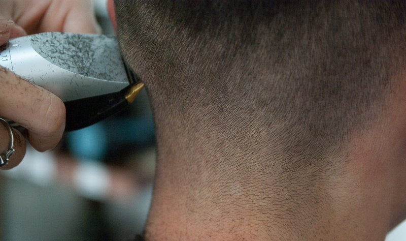 indoors, head, hairdresser, males, young men, people, hair, doctor, close-up, body part, human hand, mower, working, hair cut, healthcare and medicine