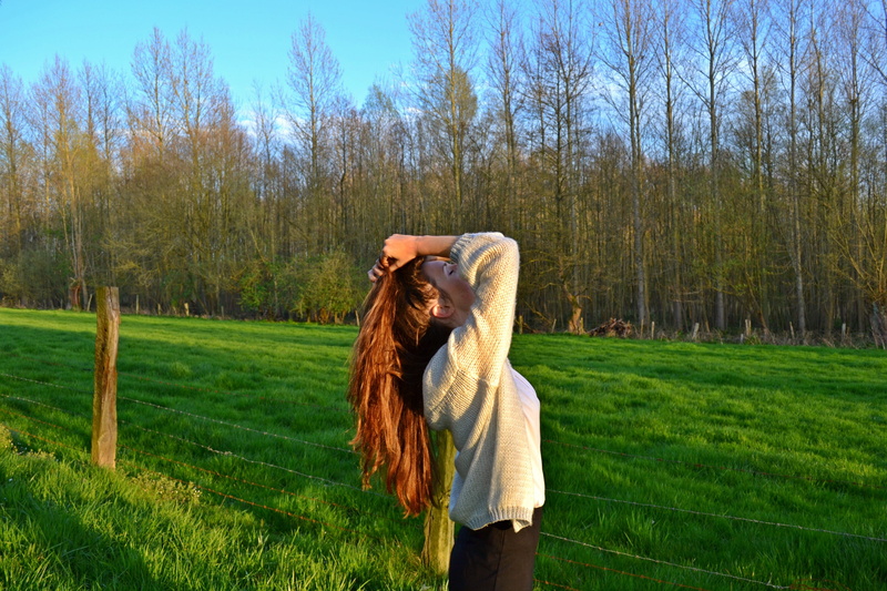 beauty, green color, outdoors, women, red, people, her, day, hairdo, meadow, hairstyle, lifestyles, young woman, adult, trees, land, standing, nice, long hair
