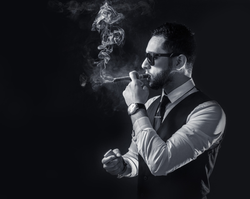 smoke - physical structure, 5K, young adult, holding, dress, s, tobacco product, young men, cigarette, shirt, Black and White, waistcoat, males, bad habit