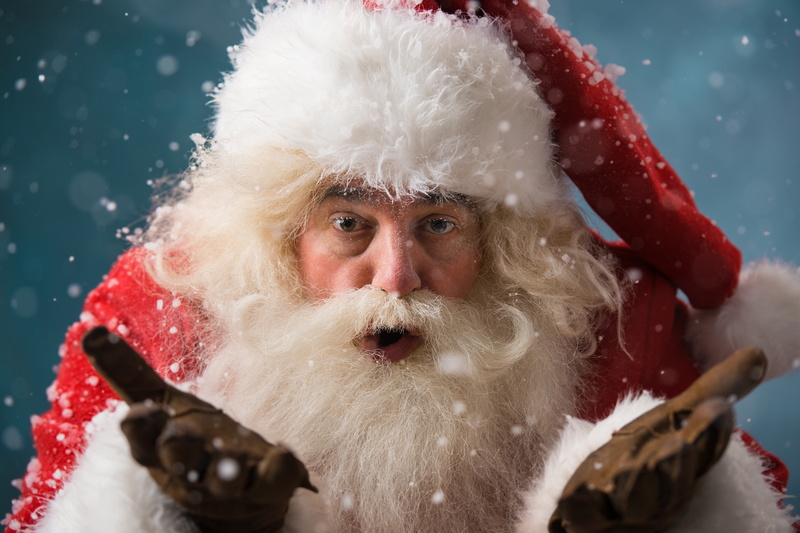 background, gesture, 4K, snowflakes, Santa Claus, red, beard, holiday, gloves, coat, Christmas, new year, hat