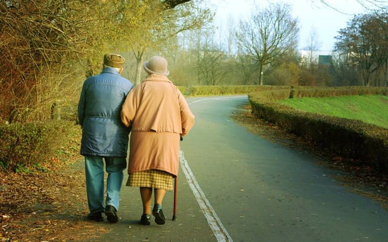 old people, rear view, nature, footpath, two people, adult, water, tree, full length, love, walking, togetherness, people, couple - relationship, senior couple