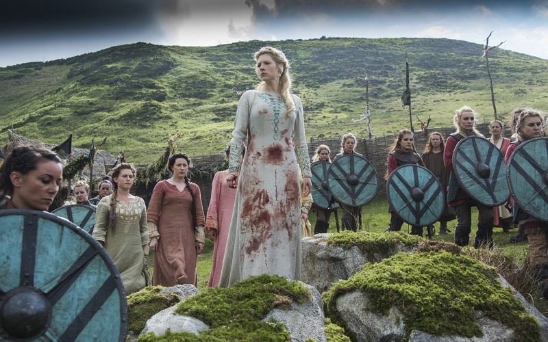 young women, outdoors, group of people, landscape, people, environment, Katheryn Winnick, males, women, TV Show, adult, Vikings (TV Show), day, men, real people