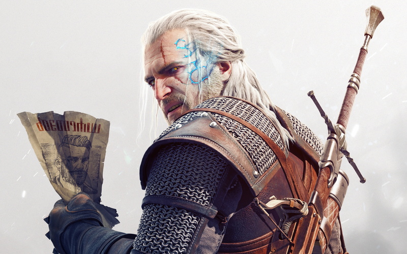 illustration, white, waist up, portrait, beard, adult, sword, studio shot, senior adult, 4K, males, gray hair, activity, carrying, video games, men, holding