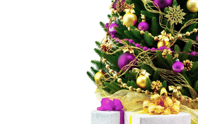 spruce, presents, fullscreen, background, chritmas, s, 2K, Christmas toys, white, Christmas decorations, bumps, new year, herringbone, tree, widescreen