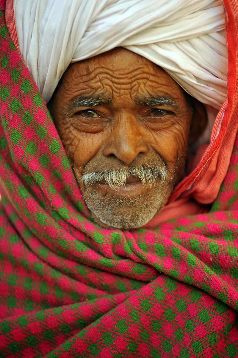 man, front view, mustache, hindu, indoors, senior men, males, men, poor, face, human, 4K, beard, india, clothing, indian, indians, turban, male, one person