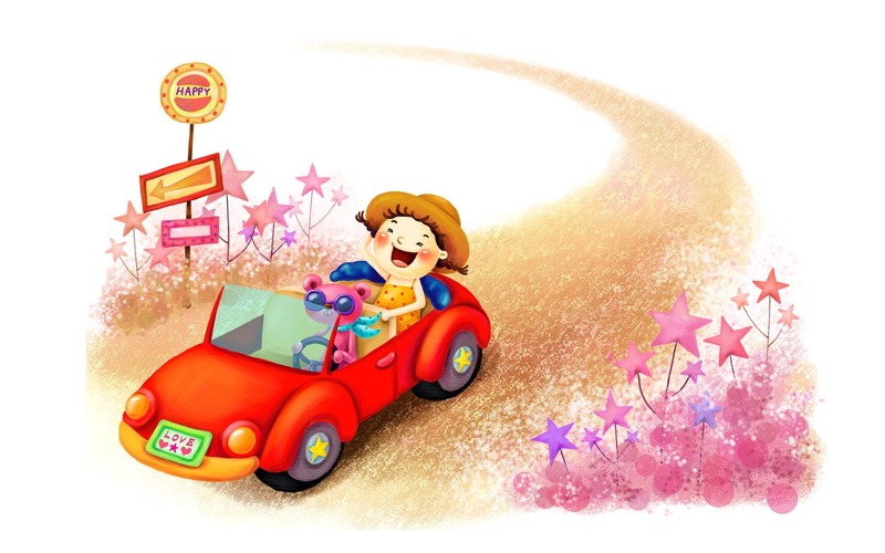 girl, computer Graphic, digital, creativity, girls, outdoors, star, riding, boys, no people, vector, driving, fantasy, cheerful, people, backgrounds, road