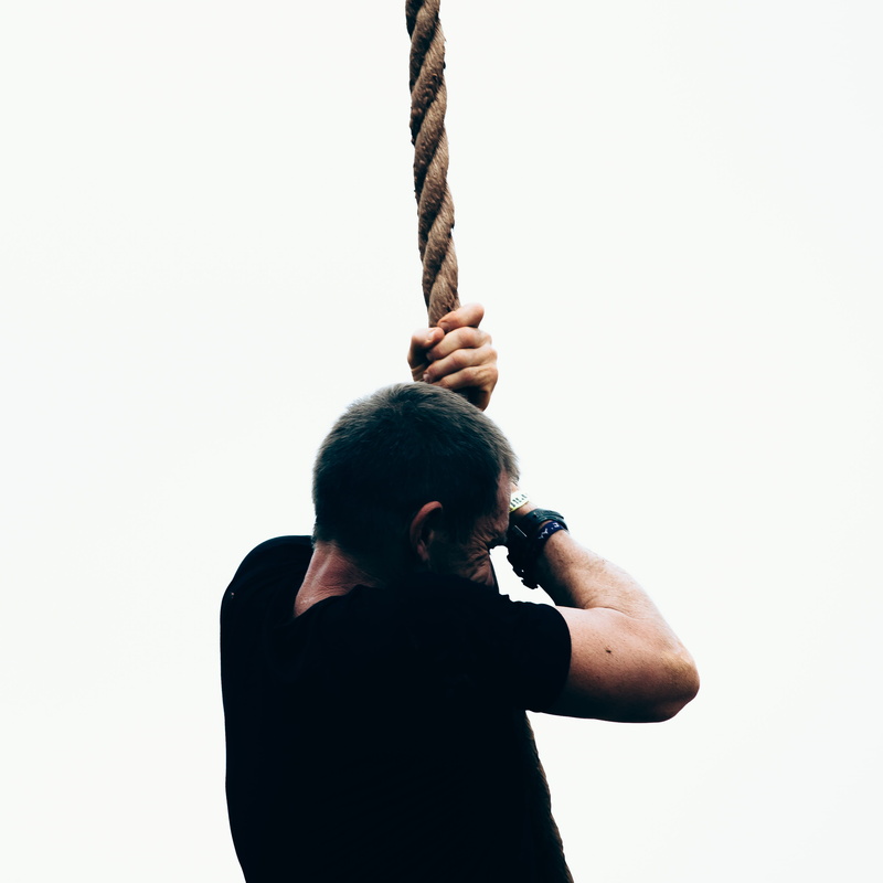 casual clothing, hand, waist up, obstacle course, pull, hairstyle, cut out, real people, grip, united states, men, leisure activity, white background, standing