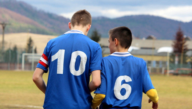 soccer uniform, teamwork, sport, boy, fk rajec, older pupils, friendship, captain, buddies, rear view, waist up, soccer team, slovakia, number, soccer player
