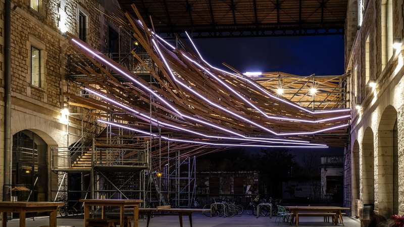 outdoors, night, connection, blurred motion, 4K, lights, no people, travel destinations, architecture, france, wood, vortex, motion, city, building, bordeaux