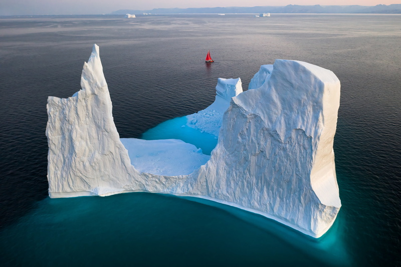 iceberg, sailboat, Gerald Macua, 1080P, Greenland