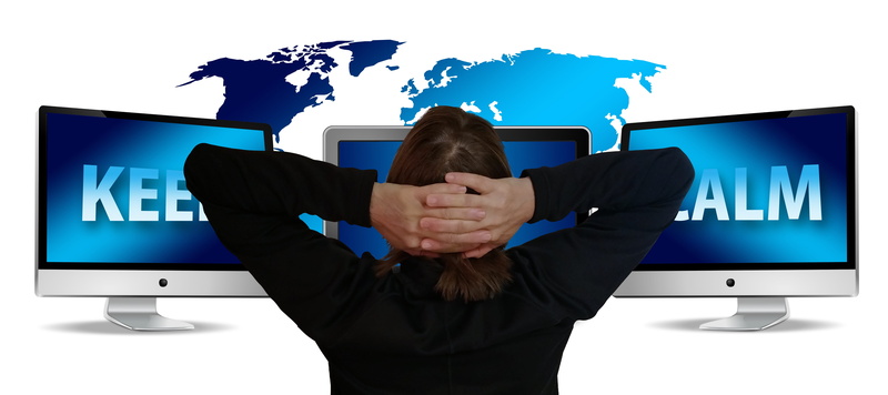 computer monitor, connection, flat screen, occupation, pose, calms, rest, done, well done, self-praise, seeing, indoors, poor, desktop pc, monitor, technology
