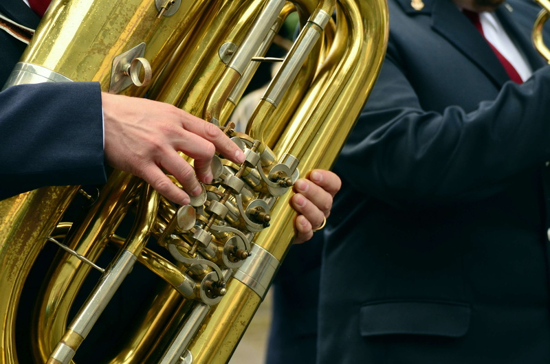 brass band, real people, metal, gold colored, finger, music band, skill, tuba, musical instrument, musician, marching band, orchestra, brass instrument