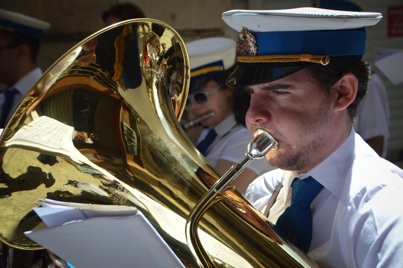 men, mode of transportation, brass band, music, arts culture and entertainment, real people, brass, adult, skill, performance, marching band, one person
