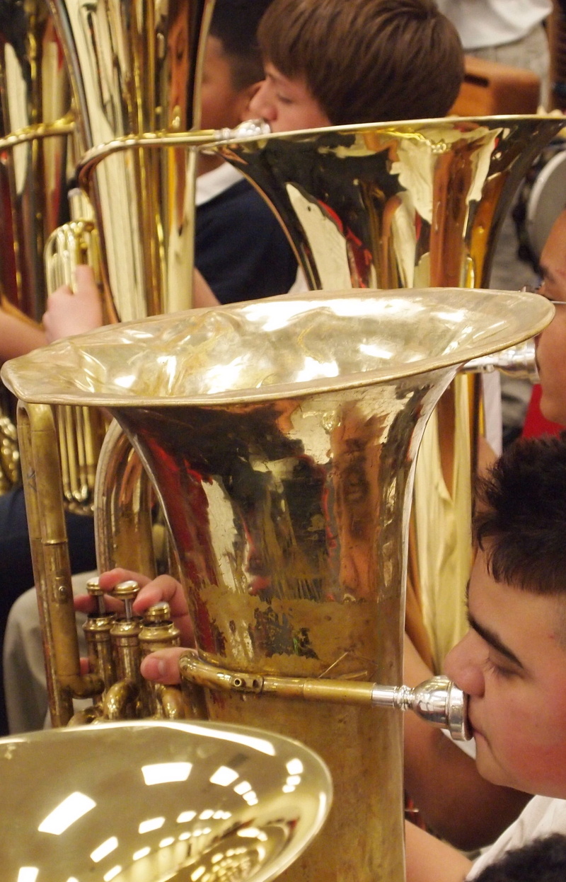 leisure activity, holding, Education, tuba, adults only, adult, togetherness, men, headshot, Band, Musical Instruments, portrait, music, young adult, real people