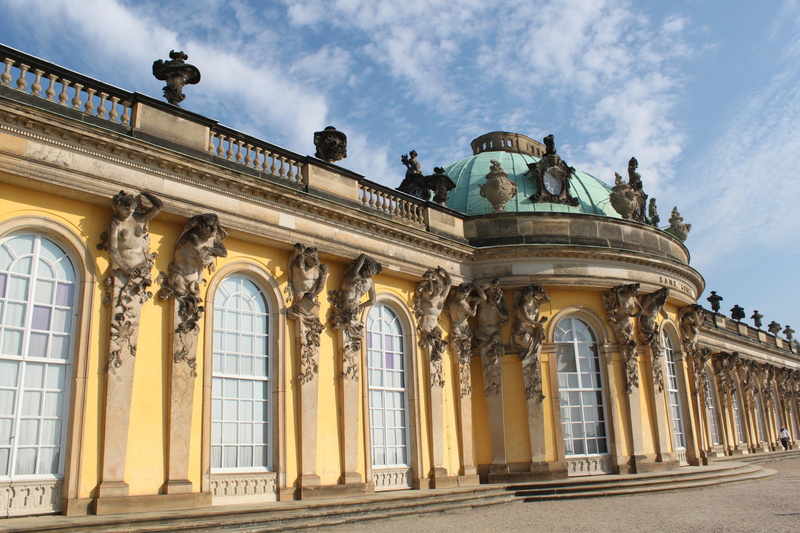 gorgeous, nature, history, window systems, travel destinations, the past, figural decorations, castle, schloss sans souci, cloud - sky, travel, city gate