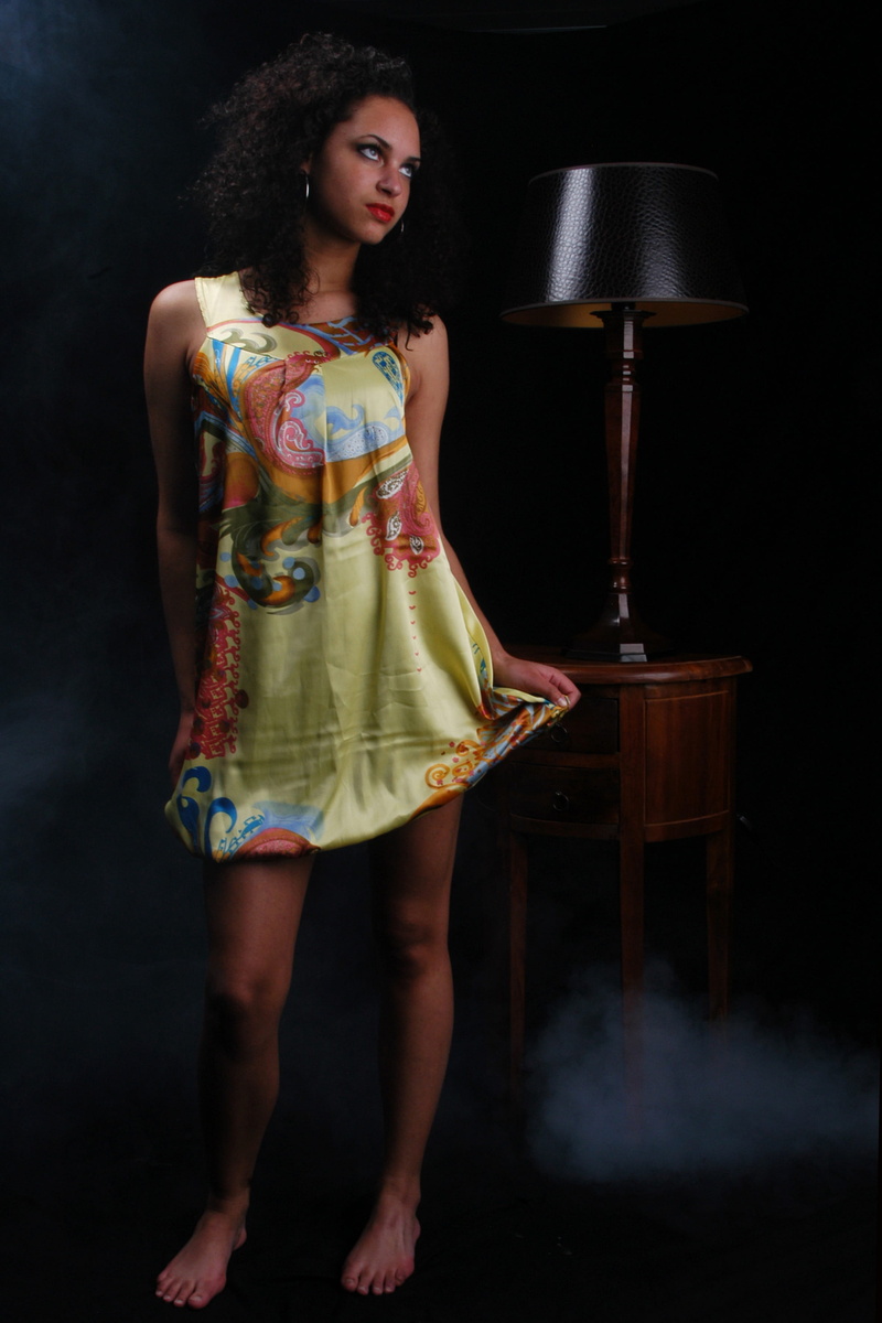beside, young woman, red, portrait, blue, mini, dress, beautiful woman, wearing, women, fashion, contemplation, standing, full length, black background