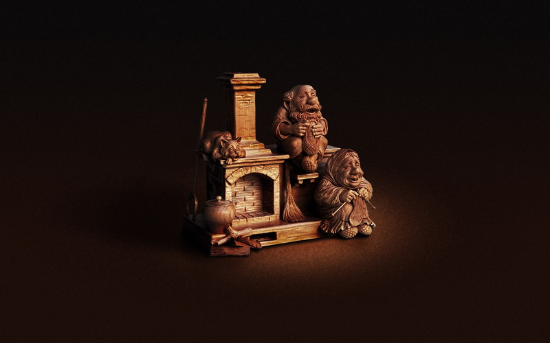 oven, 2K, grandma, figurines, brown, ceramic, grandpa, figurine