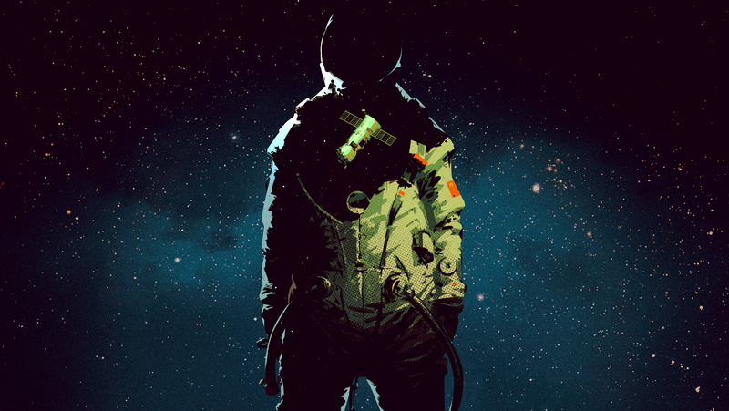 Astronaut, HD, galaxy, 5K, 4K, man, front, Outreach, standing, background