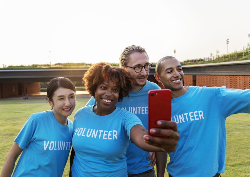 community, people, happy, happiness, selfless, friends, community outreach, adult, selfie, women, charity and relief work, group of people, blue, diversity