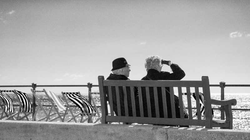 romance, grayscale, man, love, female, male, togetherness, couple - relationship, romantic, looking, men, retirement, photo, bonding, clear sky, sea, beach
