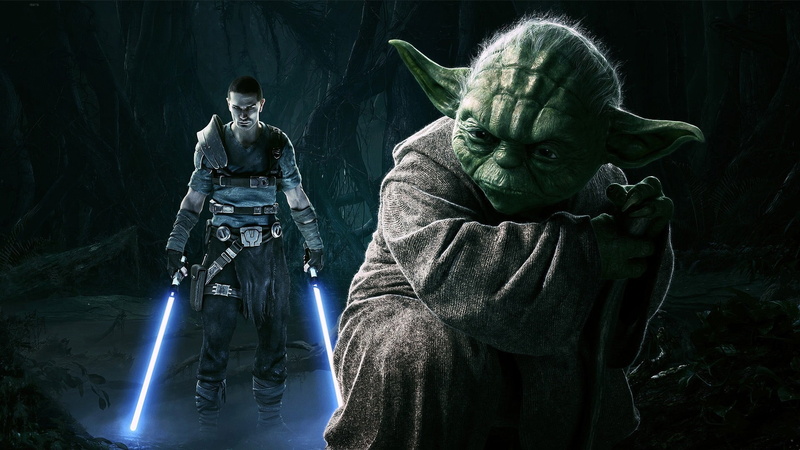 1080P, plant, art and craft, Yoda, two people, nature, people, master, horror, Star Wars, tree, outdoors, forest, creativity, fear, adult, human representation