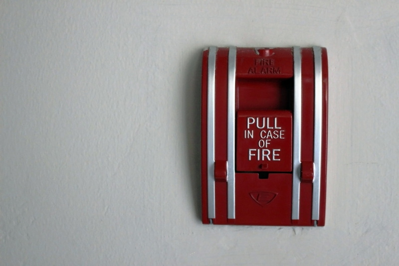 push, text, metal, danger, fire alarm, handle, warning sign, wall, red, building, built structure, press, fire, push button, down, trigger, emergency equipment