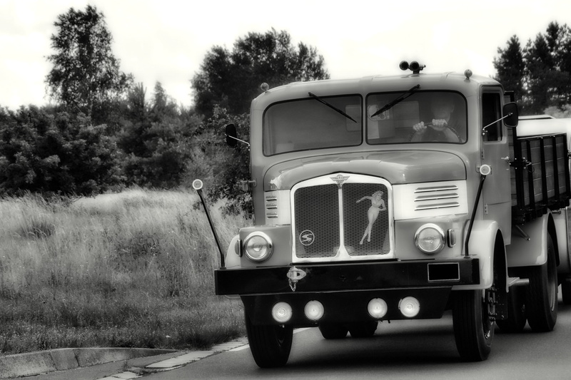 mode of transportation, long hauber, day, stationary, outdoors, motor vehicle, tree, grass, old, historically, land, land vehicle, ifa, retro styled, transportation