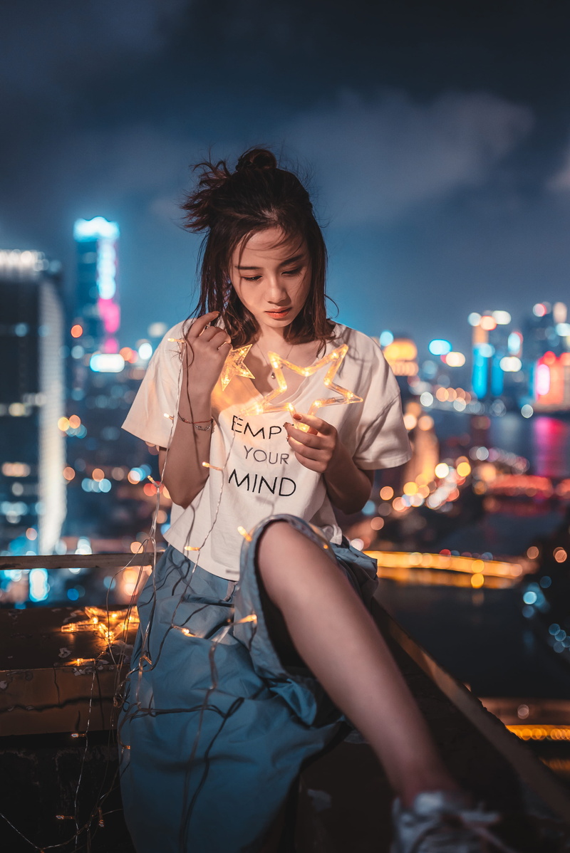 yiranding, find, themed, illuminated, star, one Person, tee, nightlife, 2018, dark, outdoors, lighting Equipment, street, asian, adult, females, city Life