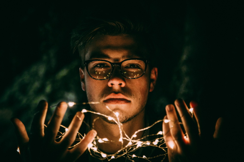 human Face, fairy light, celebration, hands, adult, front view, man, low, people, lights, light, one Person, string, low Key, men, bizarre, black, Light in the Dark