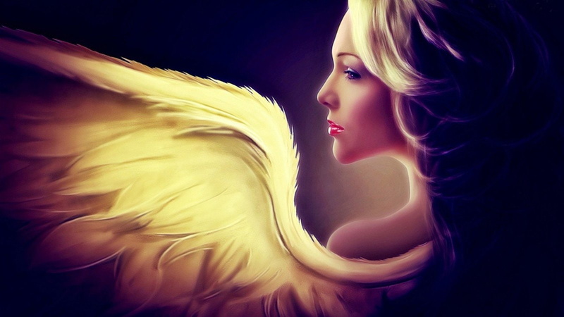 one person, blond hair, girl, females, wings, beauty, beautiful woman, wind, fantasy, young women, dark, portrait, face, Angel, contemplation, beautiful people