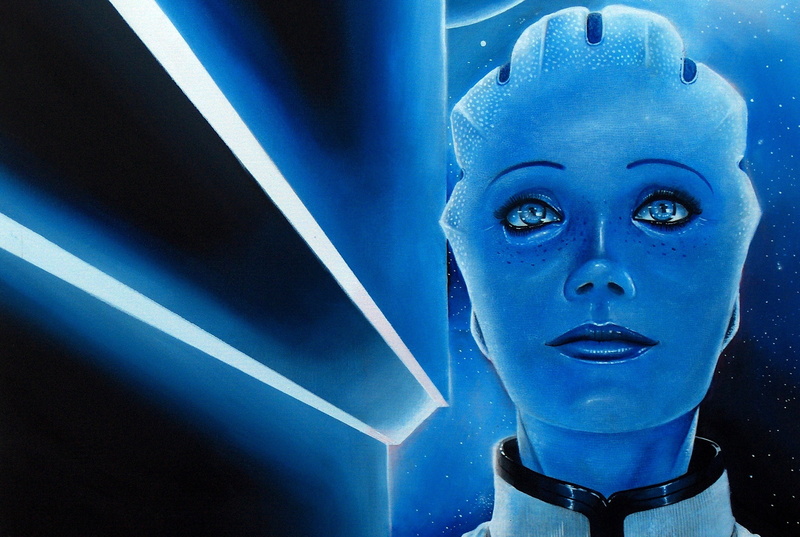 mass, alien, liara, 1080P, effect, sci fi, face, games, girls, head, glance