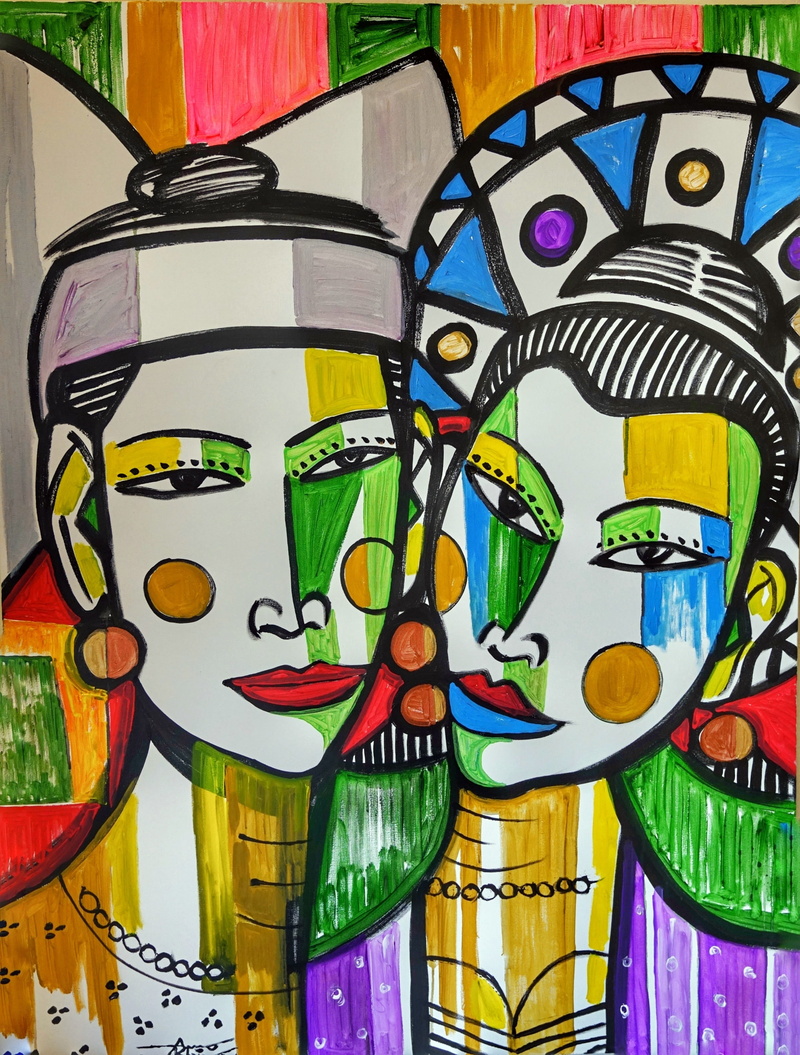 craft, creative, shoulders, backgrounds, art and craft, female, painting, no people, head, art, day, design, graffiti, female likeness, representation