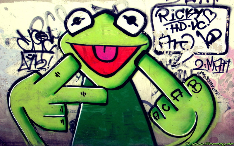 creativity, communication, Graffiti, kermit, art and craft, frog, human representation, drawing - art product, 1080P, representation, multi colored