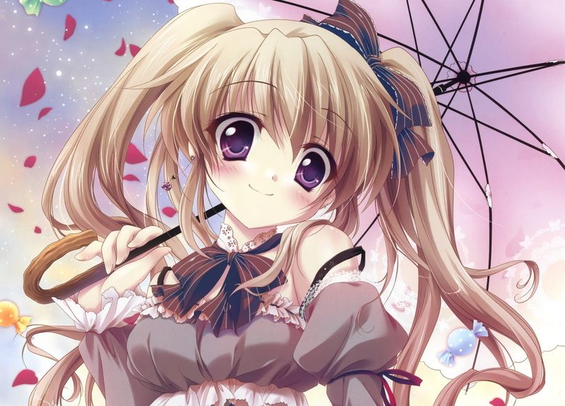 rain, 720P, water drops, plants, anime, white hair, daisies, painted nails, digital art, blushing, anime girls, makeup, barbed wire fence, red eyes, bridal veil