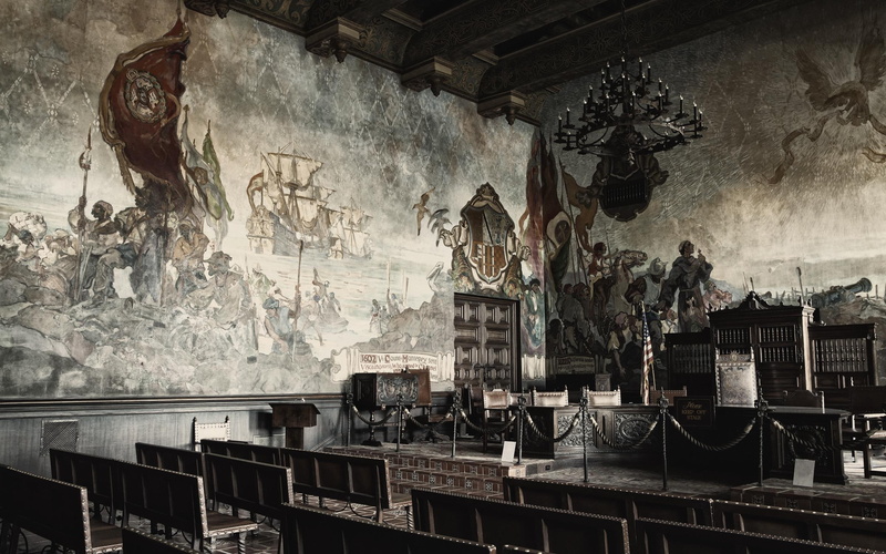 mural, 2K, architecture, inside, courthouse, beautiful, animals
