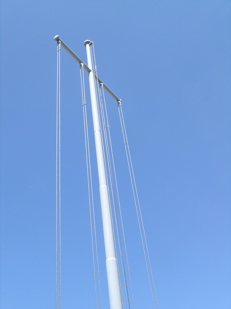 day, blue, structure for sailing, pole, sky, cross, mode of transportation, white color, nature, mast, metal pole, nautical vessel, tall - high, transportation