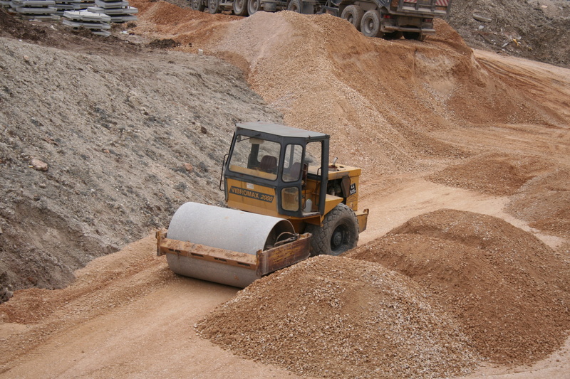 near, mining, work, transportation, industrial equipment, digging, dirt road, sod, machinery, construction site, construction equipment, heap, road, yellow