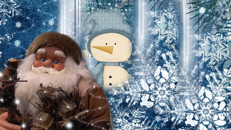 friends, 1080P, firefox persona, snowman, santa clause, winter, 3d and abstract, christmas, snow, abstract