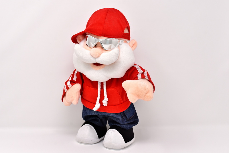 studio shot, santa hat, child, childhood, full length, costume, funny, men, obscured face, glasses, figure, red, cap, one person, christmas decoration