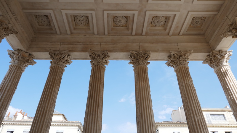 built structure, old, no people, ancient, nature, nimes, corinthian, the past, travel destinations, france, temple, roman, ceiling, ancient civilization