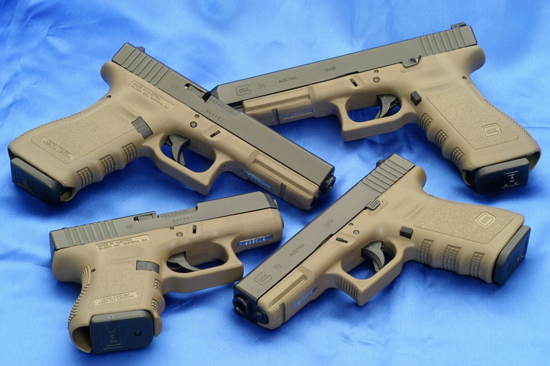 Glock 26, cut out, protection, indoors, Guns, text, handguns, blue background, justice - concept, handgun, semi-Automatic Pistol, Glock 34, Gun, danger