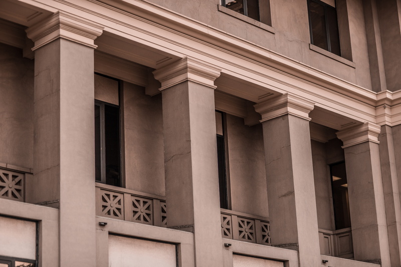 structure, colonnade, glass items, government, classical style, architectural column, design, city, view, modern architecture, tall, windows, day, the past