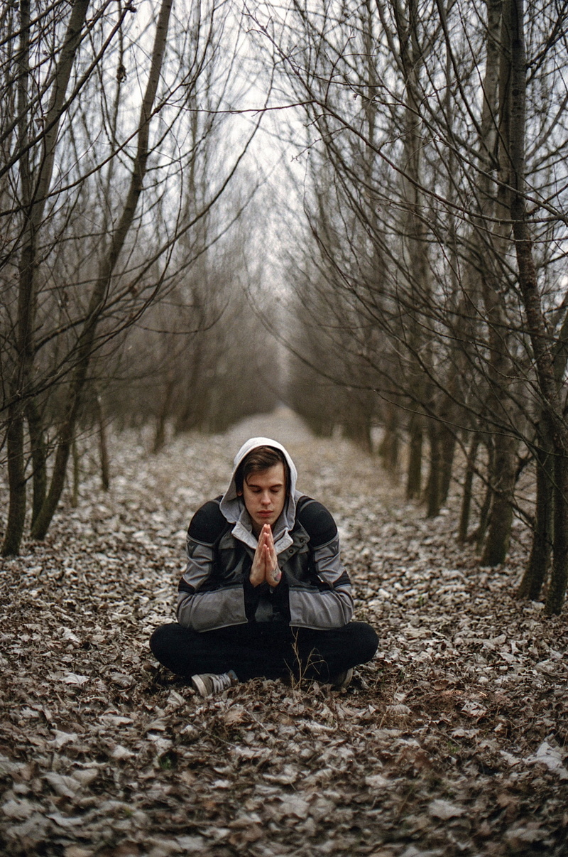 land, adult, 5K, leisure activity, trees, meditation, dried, casual clothing, tree, winter, yoga, healthy, lifestyle, spiritual, bare tree, people, man